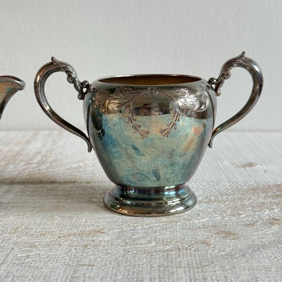 Vintage Victorian Silver Plate E.P.B.M. Sugar and Creamer Set - Picture 4 of 10